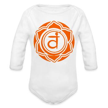 Sacral Chakra - Svadishthana - Organic Long Sleeve Baby Bodysuit - white - Front