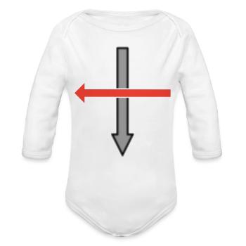 Bold Left Arrow Stripe - Organic Long Sleeve Baby Bodysuit - white - Front