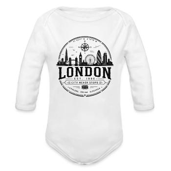 LONDON - Organic Long Sleeve Baby Bodysuit - white - Front