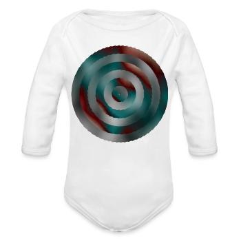 Spiral Teal Red Gradient Rings - Organic Long Sleeve Baby Bodysuit - white - Front