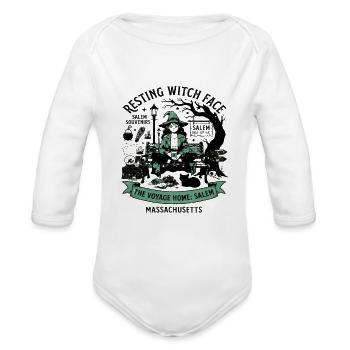 The Resting Witch Face Salem Massachusetts Social - Organic Long Sleeve Baby Bodysuit - white - Front