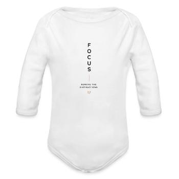 Vertical Focus: Remove Distractions - Organic Long Sleeve Baby Bodysuit - white - Front