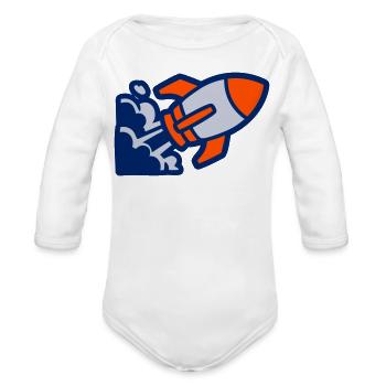 Spaceship Rocket Icon - Organic Long Sleeve Baby Bodysuit - white - Front