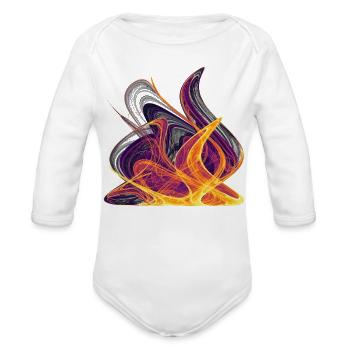 Whispers of Fire – Fractal Art - Organic Long Sleeve Baby Bodysuit - white - Front