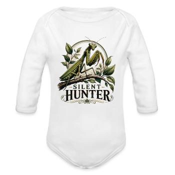 Silent Hunter Praying Mantis Art - Organic Long Sleeve Baby Bodysuit - white - Front