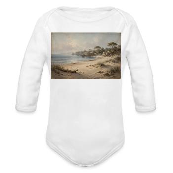 Seaside Dusk in Soft Hues - Organic Long Sleeve Baby Bodysuit - white - Front