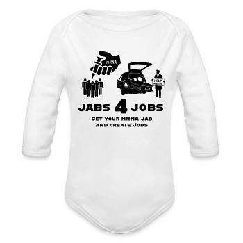 Jabs 4 Jobs - a new campaign - Organic Long Sleeve Baby Bodysuit - white - Front