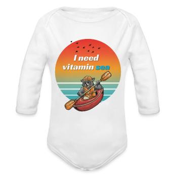 Summer vibes with sunset at the sea - Organic Long Sleeve Baby Bodysuit - white - Front