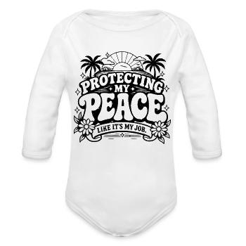 Protect My Peace - Organic Long Sleeve Baby Bodysuit - white - Front