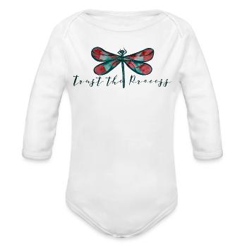 Dragonfly Watercolor Trust the Process - Organic Long Sleeve Baby Bodysuit - white - Front