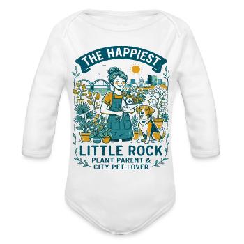 The Happiest Little Rock Plant Parent And City - Organic Long Sleeve Baby Bodysuit - white - Front