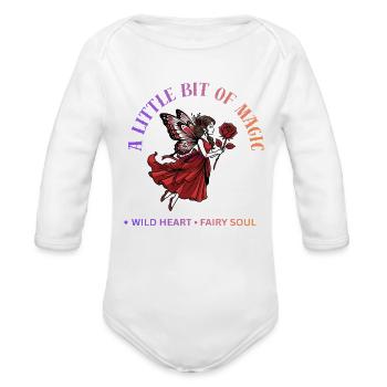 Little Bit of Magic Fairy - Organic Long Sleeve Baby Bodysuit - white - Front
