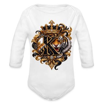 Royal Tiger King – Luxury Crow - Organic Long Sleeve Baby Bodysuit - white - Front