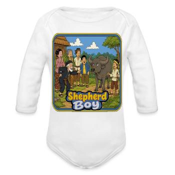 Village Laughter: The Buffalo That Stole The Show - Organic Long Sleeve Baby Bodysuit - white - Front