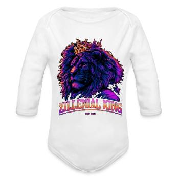 Zillenial King 1995-2012 -  Retro Neon Caption Art - Organic Long Sleeve Baby Bodysuit - white - Front