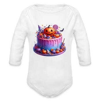 Gâteau d’Halloween Pumpkin Candy Drip - Cache-couche à manches longues bio - blanc - Devant