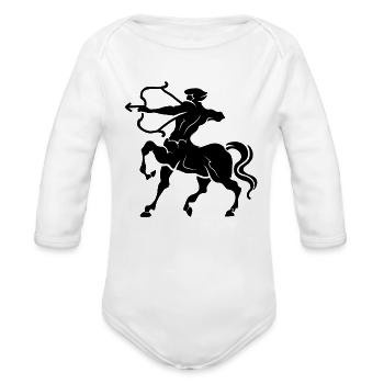 Sagittarius Centaur Archer – Zodiac Sign Symbol - Organic Long Sleeve Baby Bodysuit - white - Front
