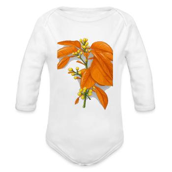 Amber Autumn Leaves - Organic Long Sleeve Baby Bodysuit - white - Front