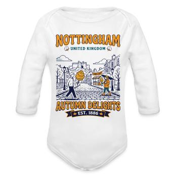 Nottingham United Kingdom Autumn Delights Est 1886 - Organic Long Sleeve Baby Bodysuit - white - Front