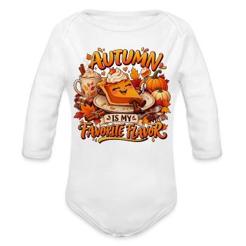 Autumn Pie Joy: Cozy Slice Delight - Organic Long Sleeve Baby Bodysuit - white - Front