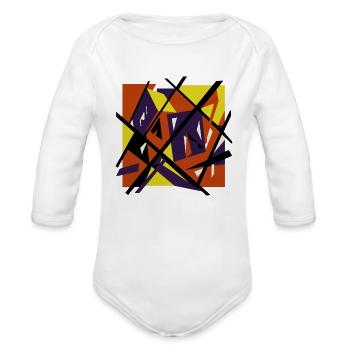Abstract Cubist Halloween Geometric Dynamic Art - Organic Long Sleeve Baby Bodysuit - white - Front