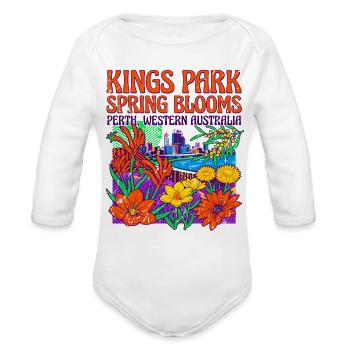 Kings Park Spring Blooms Perth Western Australia - Organic Long Sleeve Baby Bodysuit - white - Front