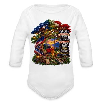 Tree of Life – Find Joy in the Journey - Organic Long Sleeve Baby Bodysuit - white - Front
