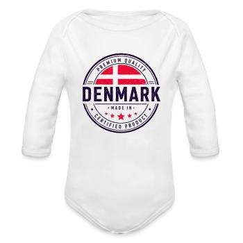 Made in Denmark - Certified Danish Product - Organic Long Sleeve Baby Bodysuit - white - Front