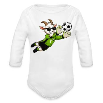 G.O.A.T. Goalkeeper Soccer Goat - Organic Long Sleeve Baby Bodysuit - white - Front