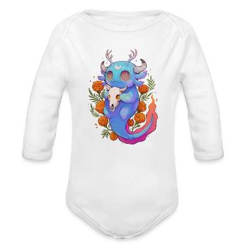 Cute Axolotl Monster Halloween Mystic Spooky Desig - Organic Long Sleeve Baby Bodysuit - white - Front
