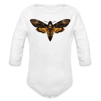 Death's head Hawkmoth Acherontia atropos - Organic Long Sleeve Baby Bodysuit - white - Front