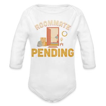 Roommate Pending - Organic Long Sleeve Baby Bodysuit - white - Front