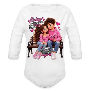 Contigo Romance Bench Couple - Organic Long Sleeve Baby Bodysuit - white - Front