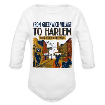 York New From Greenwich Village To Harlem Heritage - Organic Long Sleeve Baby Bodysuit - white - Front