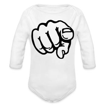 Finger Pointing - Organic Long Sleeve Baby Bodysuit - white - Front