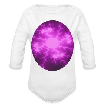 Fractal heart lines oval - Organic Long Sleeve Baby Bodysuit - white - Front