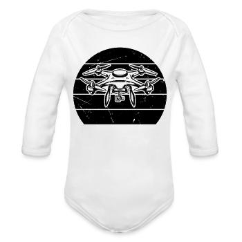 Drone Sunset Drone Quadcopter Drone - Organic Long Sleeve Baby Bodysuit - white - Front