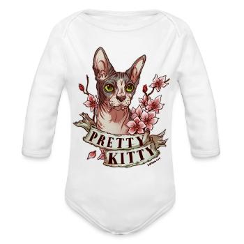 Pretty Kitty - Organic Long Sleeve Baby Bodysuit - white - Front