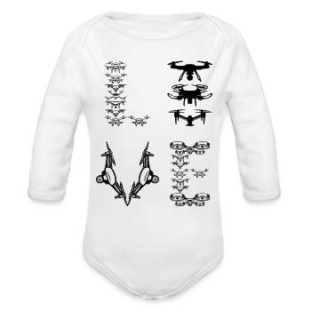 Drone LOVE Drone Lover Quadcopter Drone - Organic Long Sleeve Baby Bodysuit - white - Front