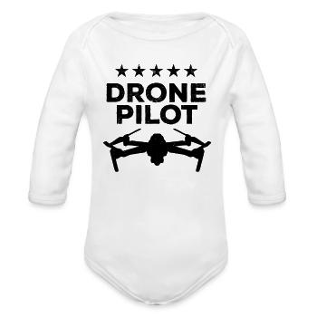 Drone Pilot Drone Racers Drone Quadcopter Drone Pi - Organic Long Sleeve Baby Bodysuit - white - Front