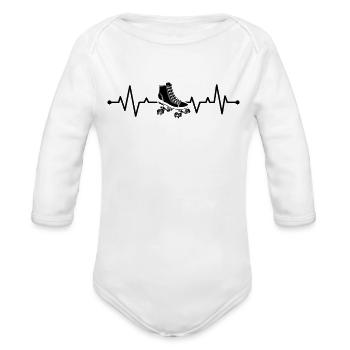 Roller Skating Heartbeat Roller Skates - Organic Long Sleeve Baby Bodysuit - white - Front