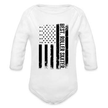 Best Roller Skater - Roller Skating US Flag Roller - Organic Long Sleeve Baby Bodysuit - white - Front