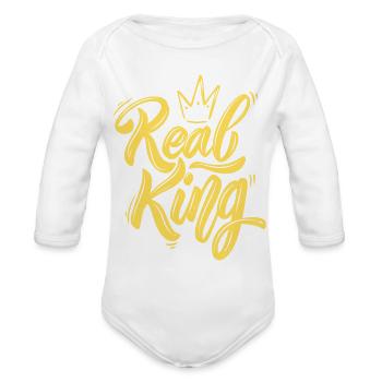 King - Organic Long Sleeve Baby Bodysuit - white - Front