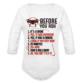 Drone - Organic Long Sleeve Baby Bodysuit - white - Front