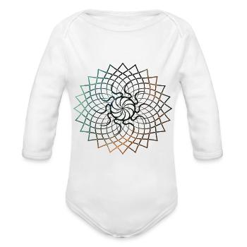 Mandala Geometry Sacred Fractal Art Yoga Mantra - Organic Long Sleeve Baby Bodysuit - white - Front