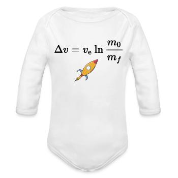 rocket equation, space exploration basics - Organic Long Sleeve Baby Bodysuit - white - Front