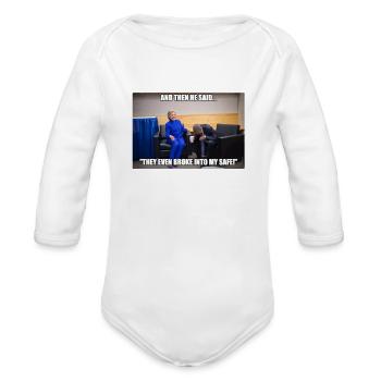 Funny Anti Trump Hillary Clinton Barack Obama Joke - Organic Long Sleeve Baby Bodysuit - white - Front