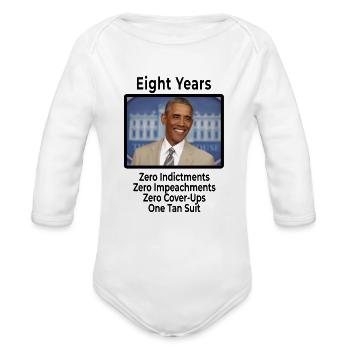 Barack Obama Funny Democrats Anti Trump Joke - Organic Long Sleeve Baby Bodysuit - white - Front