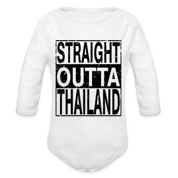 Thailand Straight Outta Thailand - Organic Long Sleeve Baby Bodysuit - white - Front