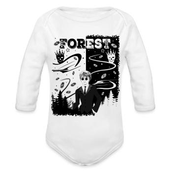 Crâne de forêt sombre, crânes avec forêt - Cache-couche à manches longues bio - blanc - Devant